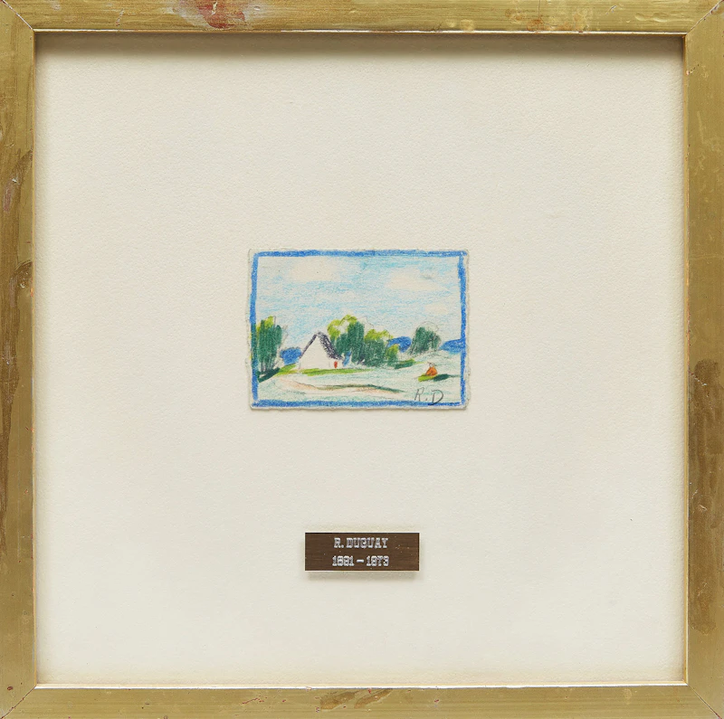 Rodolphe Duguay, Paysage avec maison , coloured pencil - view 2