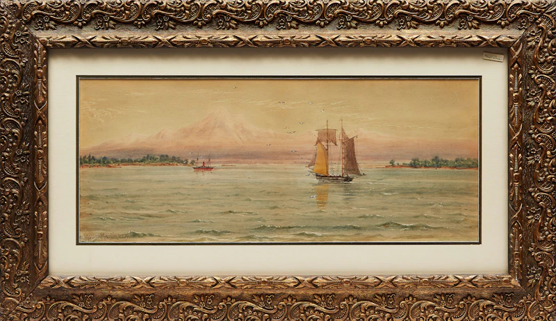 Thomas Mower Martin, Mount Baker and the Cascade Range from Near Victoria - Oak Bay - British Columbia , watercolour, circa 1895 - view 2