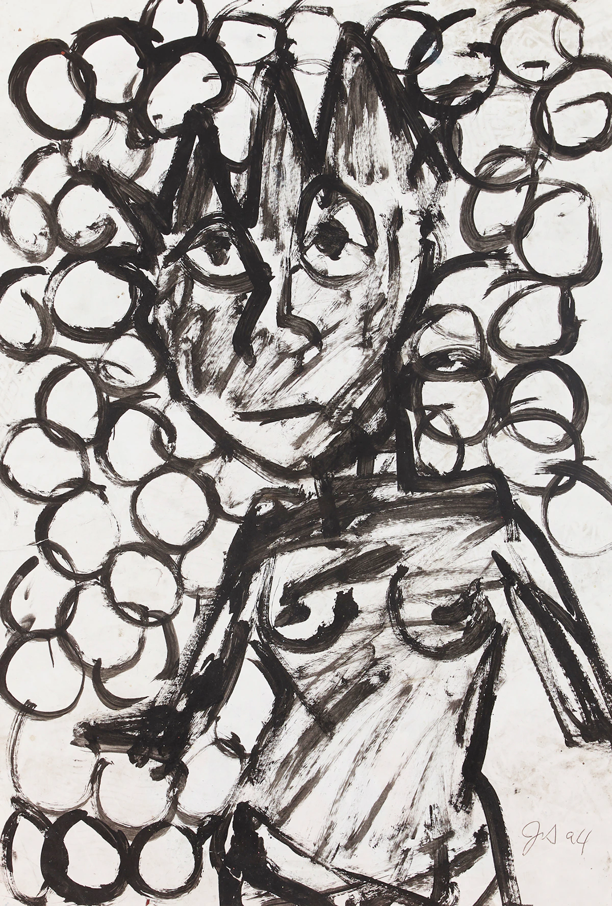 John Scott, Female Figure, black ink on paper, 1994