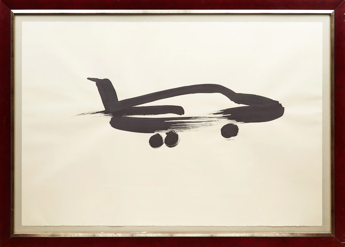 Wanda Koop, Airplane, india ink on paper