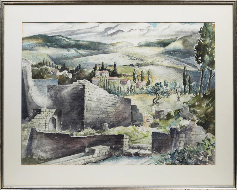 Thomas La Pierre, Ruins, Fiesole, watercolour, 1978 - view 2