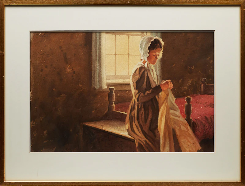 Rolfe Pryne, Mending a Hem, watercolour, 1978 - view 2