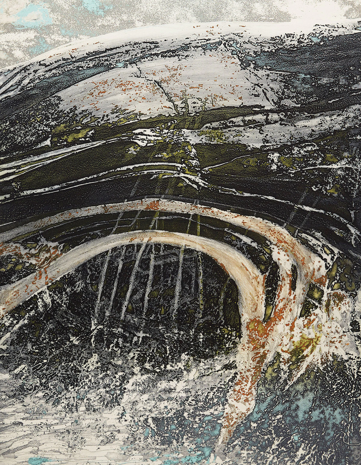 Edward John Bartram, Rock Arc, Precambrian Shield Series, colour etching and aquatint, 1980