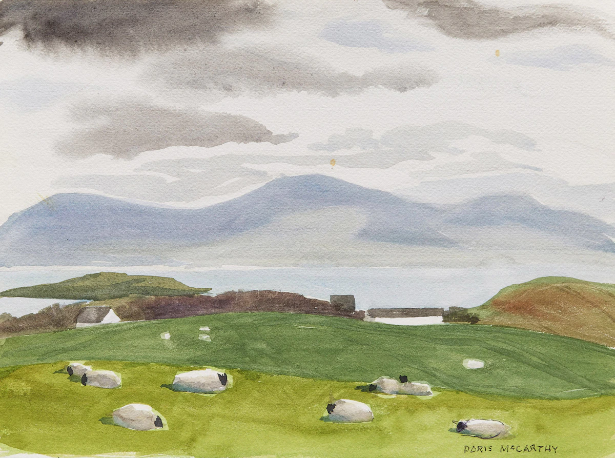 Doris Jean McCarthy, Irish Sheep (From Caroline’s Road, Co. Mayo), watercolour, 2004