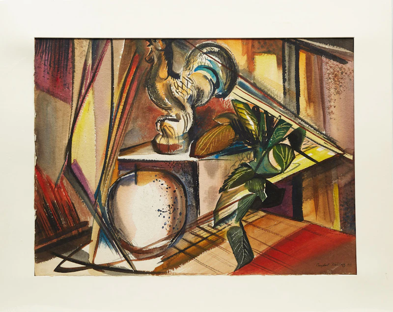 George Campbell Tinning, Still Life with Plant and Rooster, watercolour, 1952 - view 2