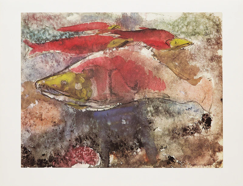 Bill Ronald Reid, “Le Saumon” by Roderick Haig-Brown, book within a portfolio with 21 prints - view 2