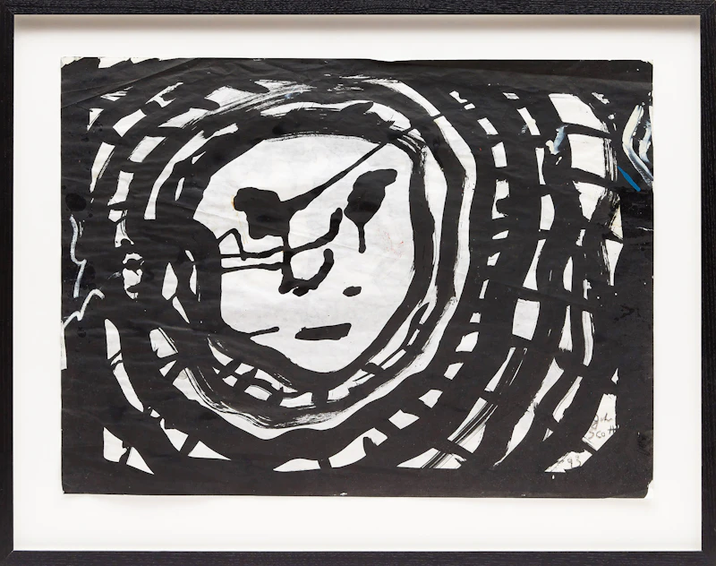 John Scott, Ringed Face / Echo, black ink and coloured paint on paper, 1993 - view 2
