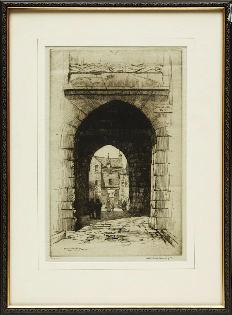 Caroline Helena Armington, Porte et Logis du Roi, Mont Saint-Michel, etching - view 2