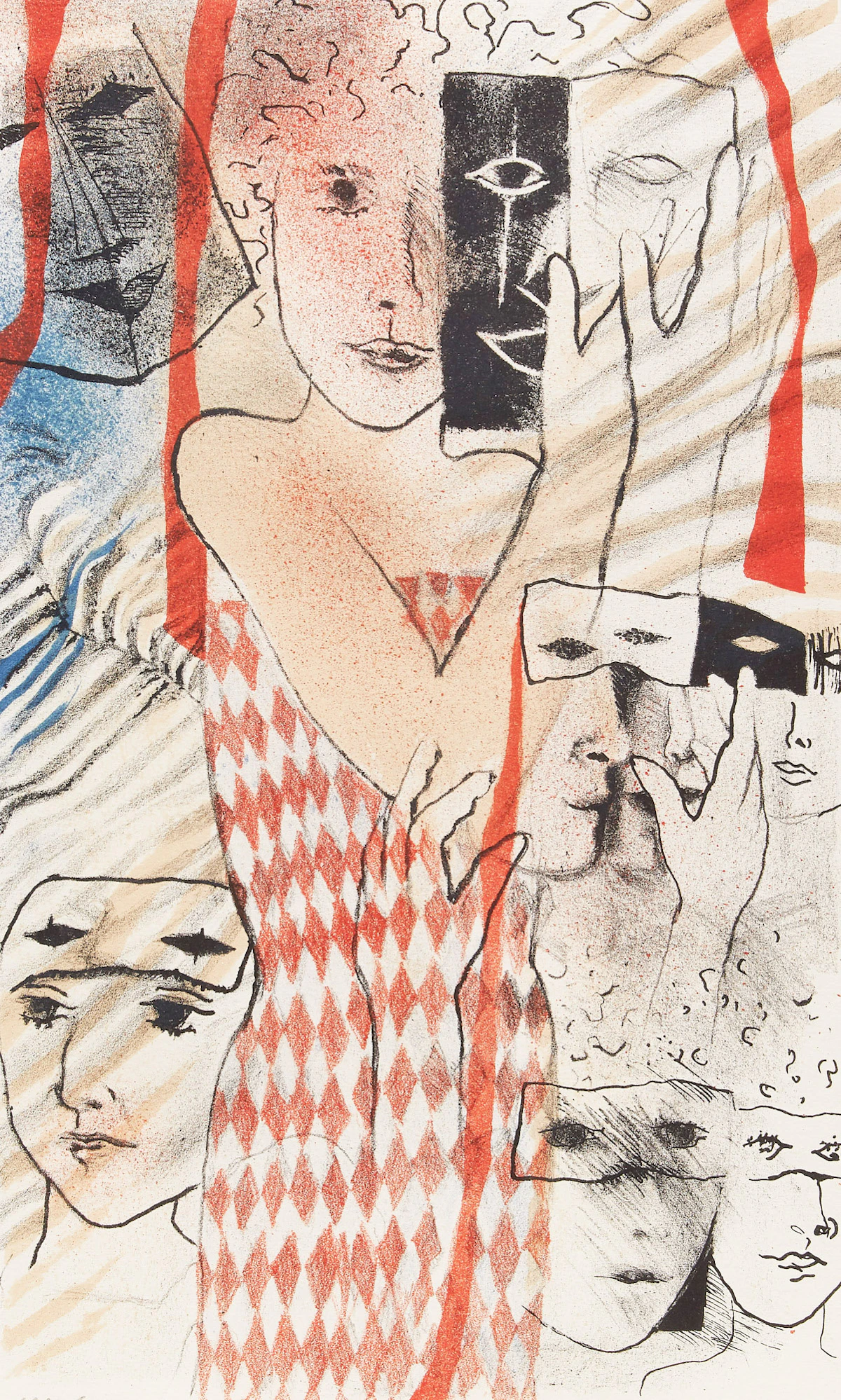 Ghitta Caiserman-Roth, Démasquer, lithograph in colours