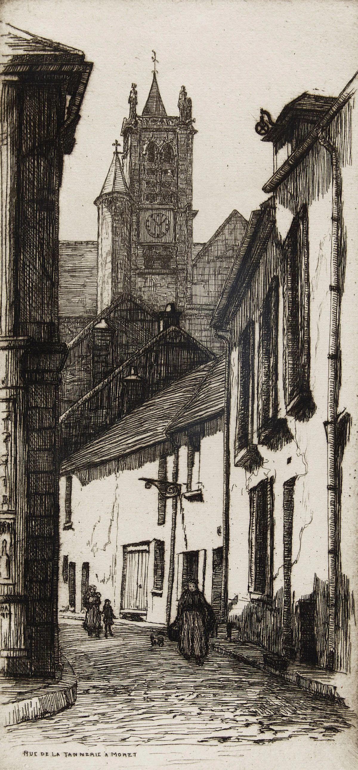 Caroline Helena Armington, Rue De La Tannerie à Moret, etching