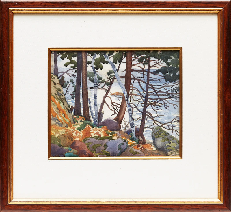 Joseph Sidney Hallam, Shoreline Landscape, watercolour, 1928 - view 2