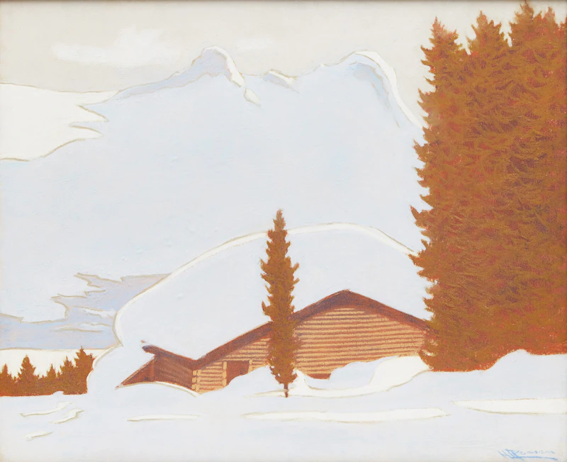 Halford A. Tygesen, Log Cabin in Winter, pastel - view 1