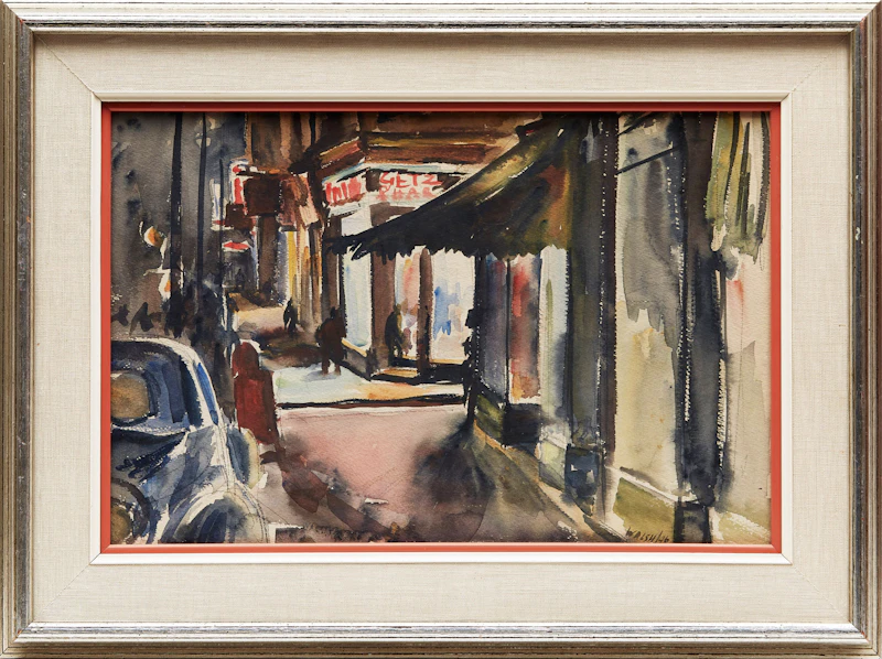 John Stanley Walsh, City Sidewalk, watercolour, 1946 - view 2