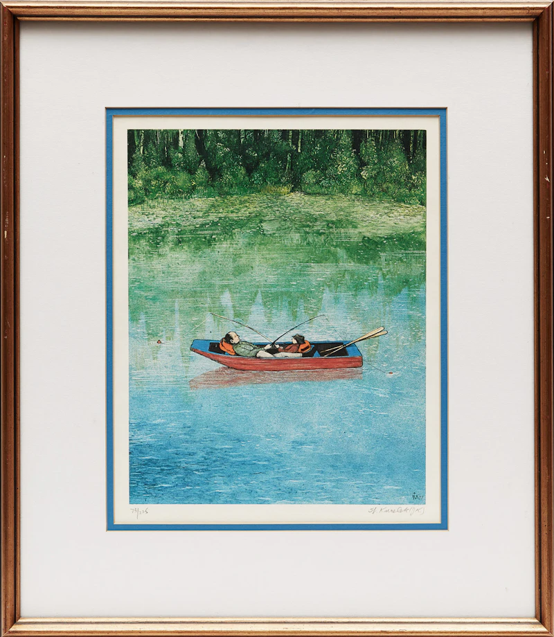 William Kurelek, Fishing, colour photolithograph - view 2