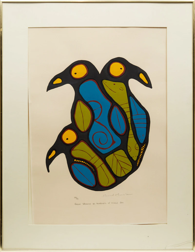 Norval Morrisseau, Raven Speaking on Awareness of Middle Path, colour serigraph - view 2