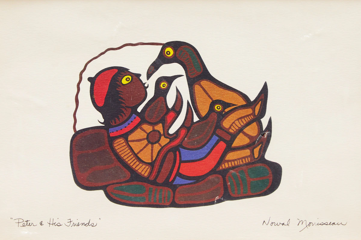 Norval Morrisseau, Peter & His Friends, colour screenprint