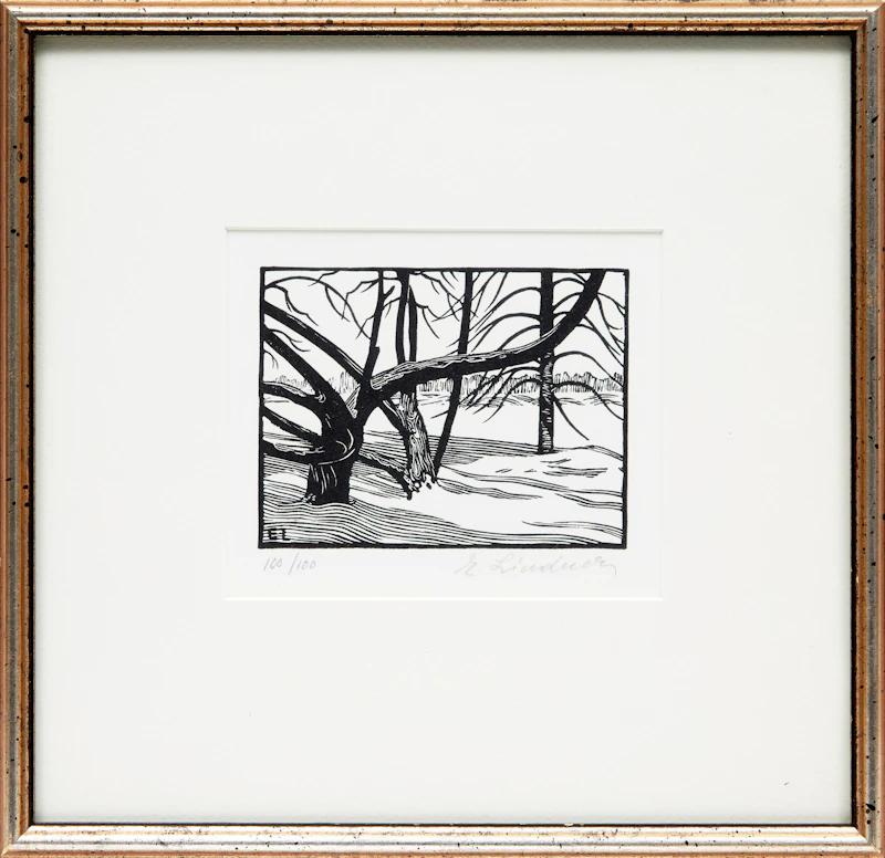 Ernest Lindner, Bare Trees, woodblock - view 2