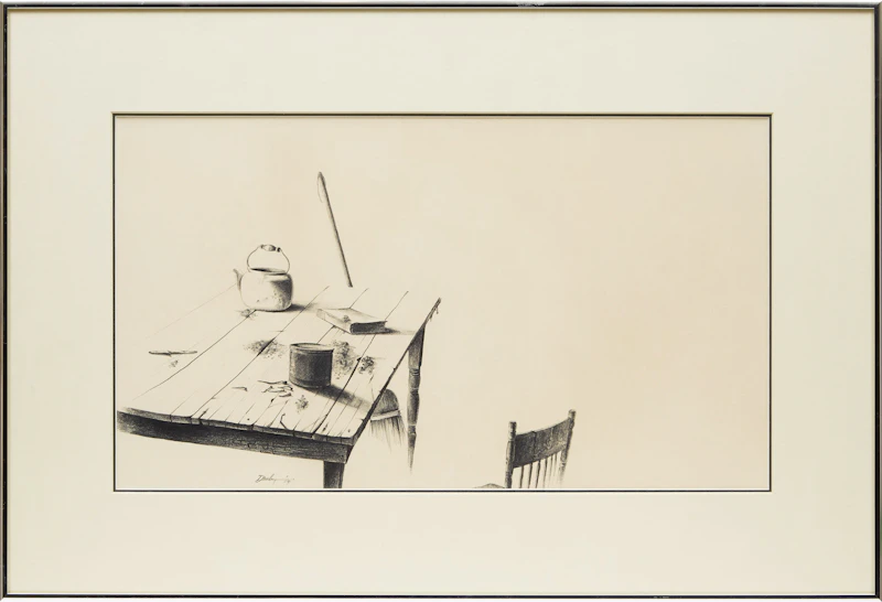 Kenneth Danby, Kitchen Table, pencil drawing, 1964 - view 3