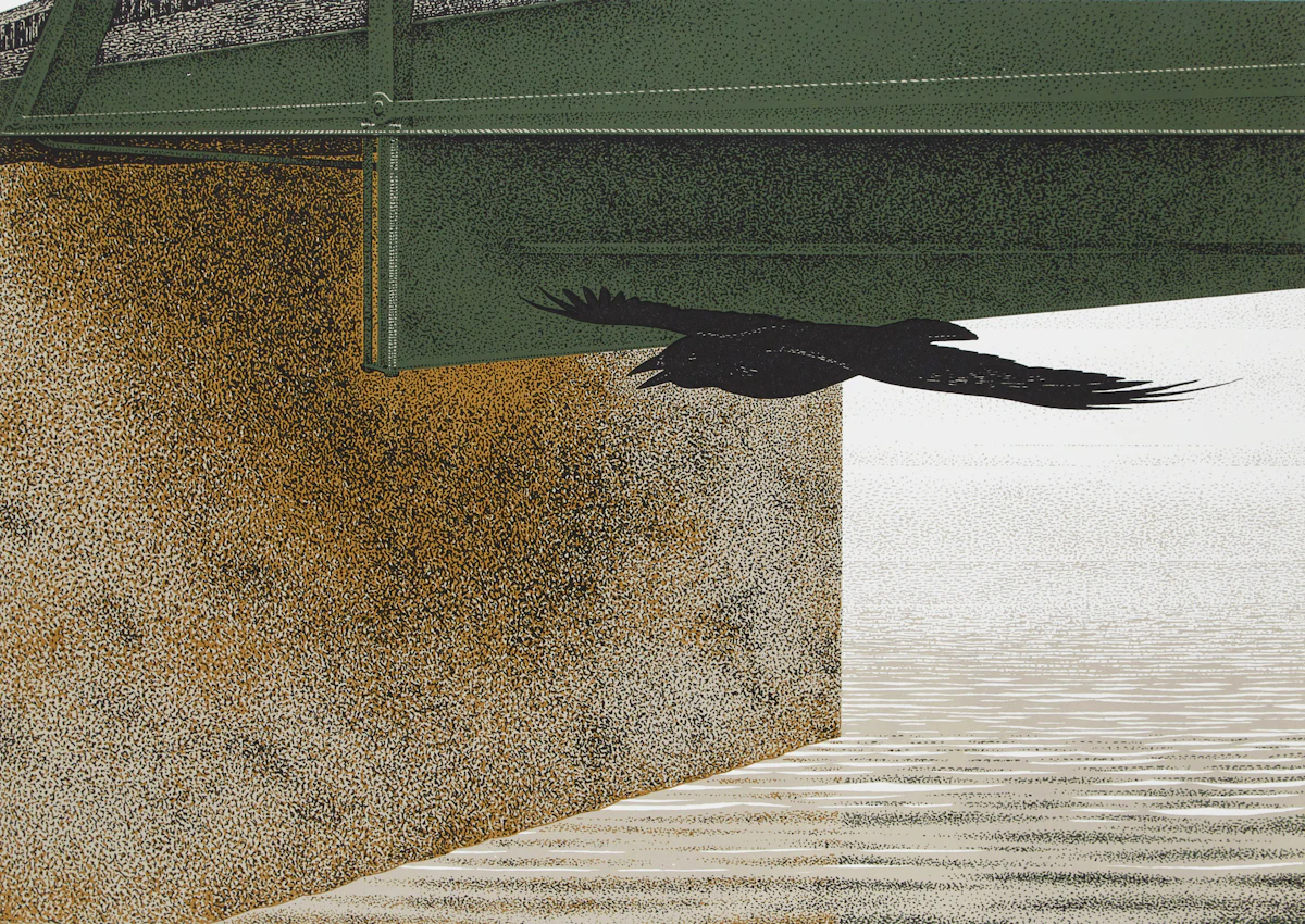 David Alexander Colville, Bridge and Raven, colour serigraph, 1993