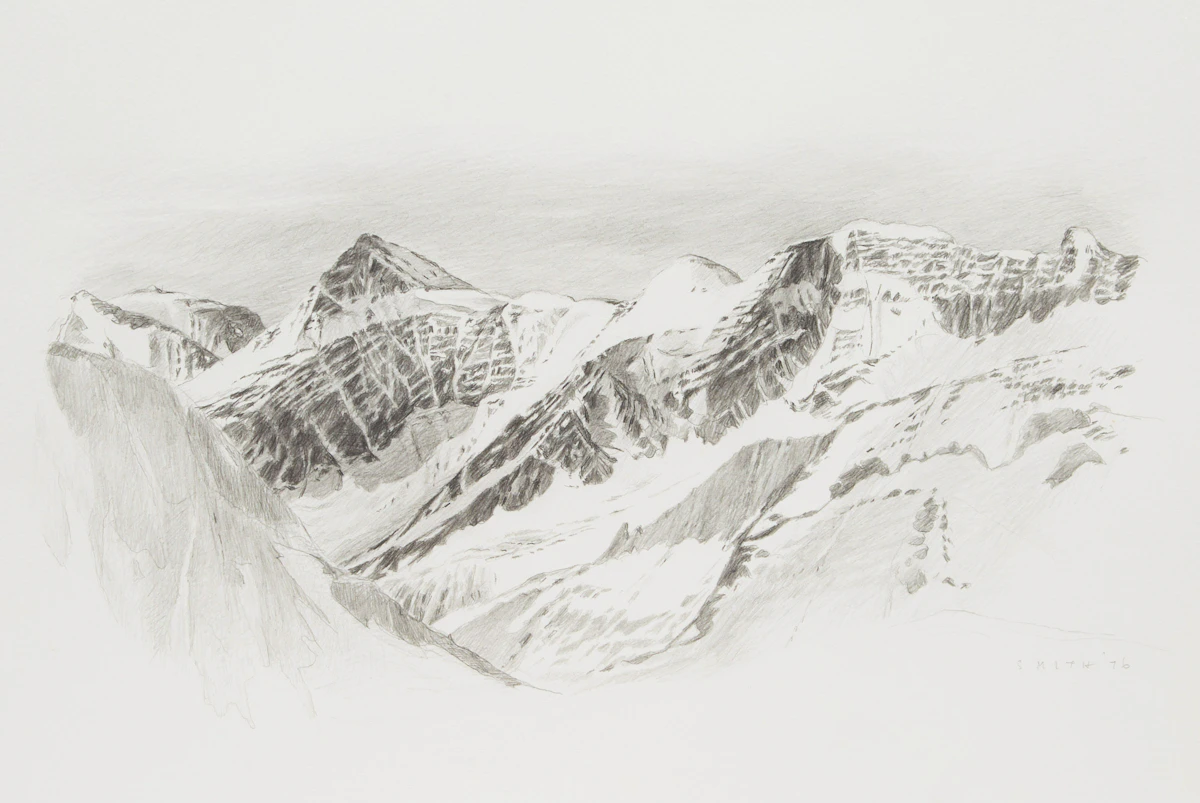 Gordon Appelbe Smith, Mountain Range, graphite drawing, 1976