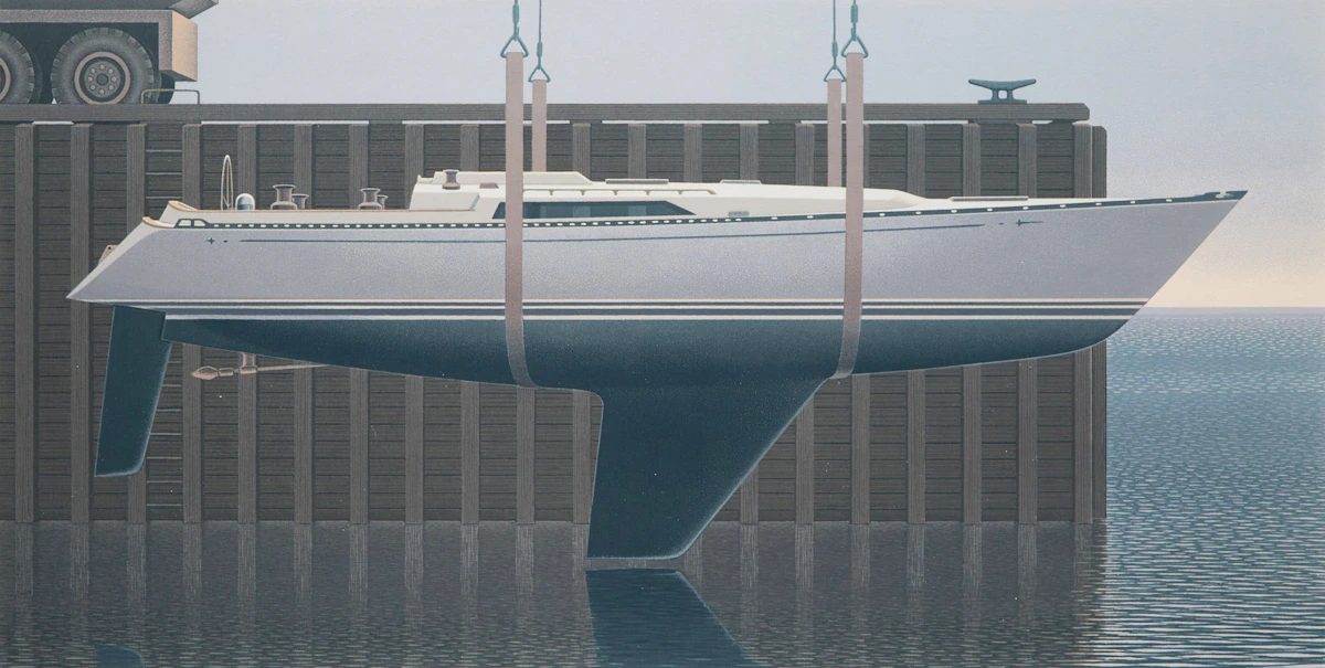 Christopher Pratt, Launching Greyling , colour serigraph, 1992
