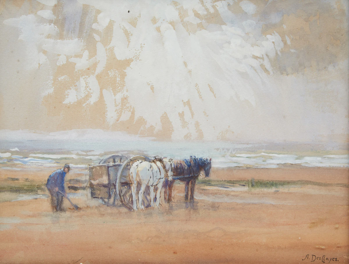 Alice Des Clayes, Sand Cart on Picardy, watercolour