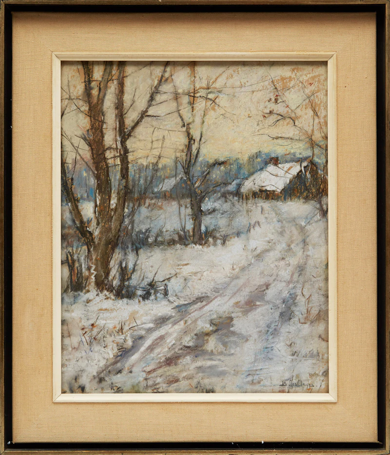 Berthe Des Clayes, Country Farm in Winter, pastel on paper - view 2