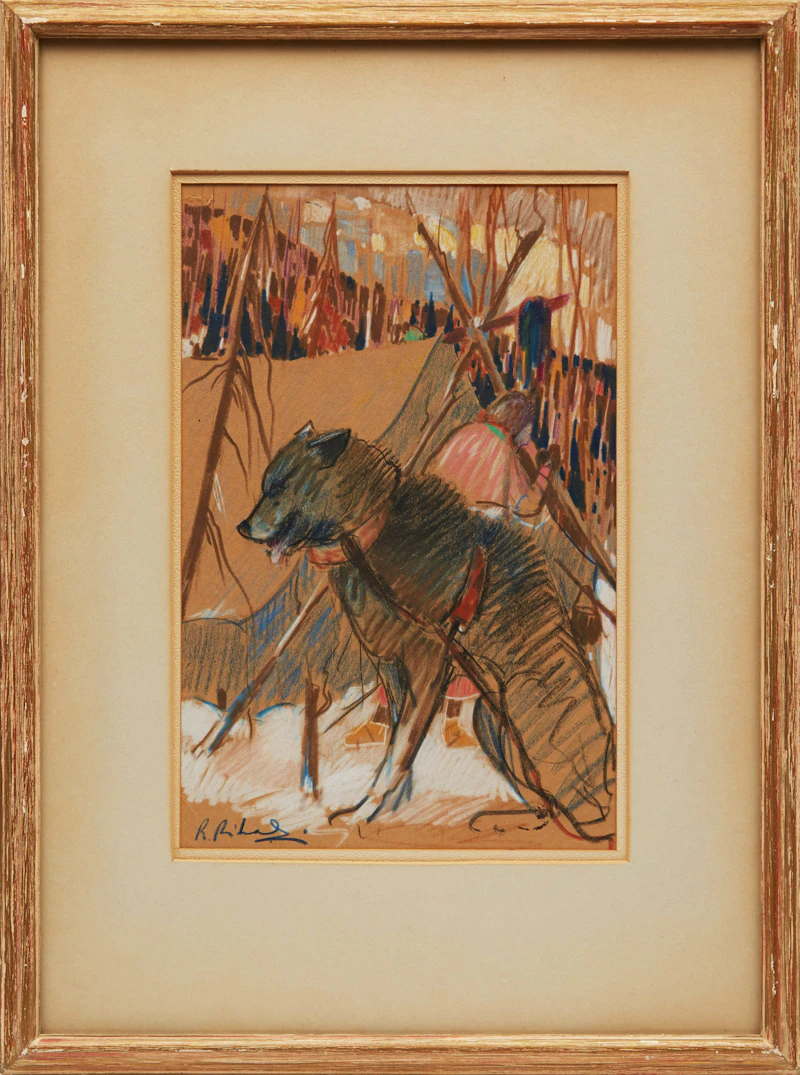 René Richard, Sled Dog, Algoma, pastel on paper - view 2