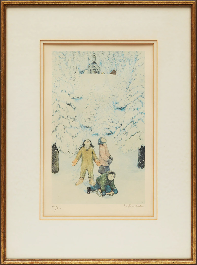 William Kurelek, Excitement Over First Heavy Snow, colour lithograph - view 2