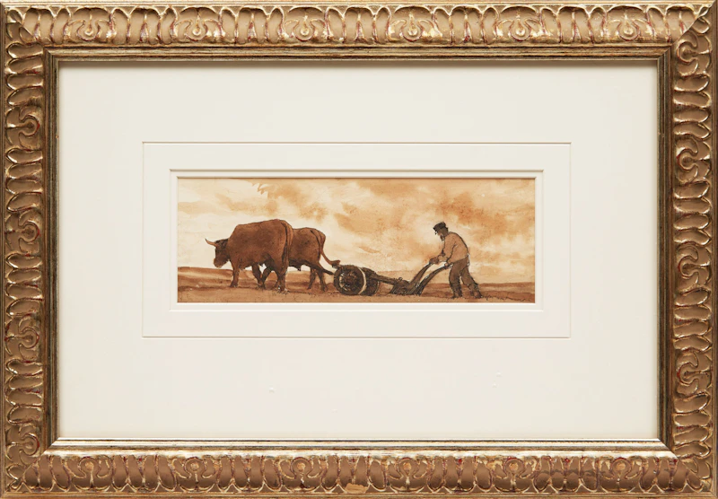 Clarence Alphonse Gagnon, Ploughing, ink and wash on paper - view 2