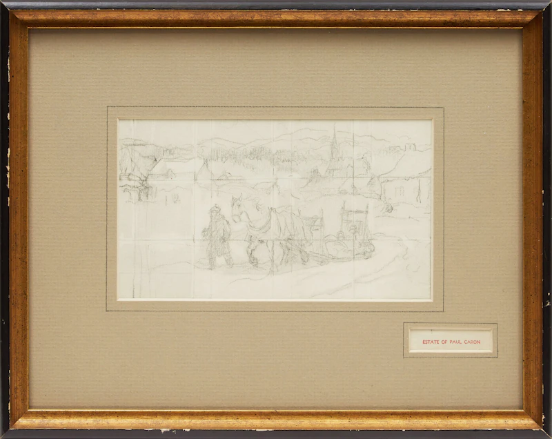 Paul Archibald Caron, Horse and Sleigh, pencil sketch - view 2
