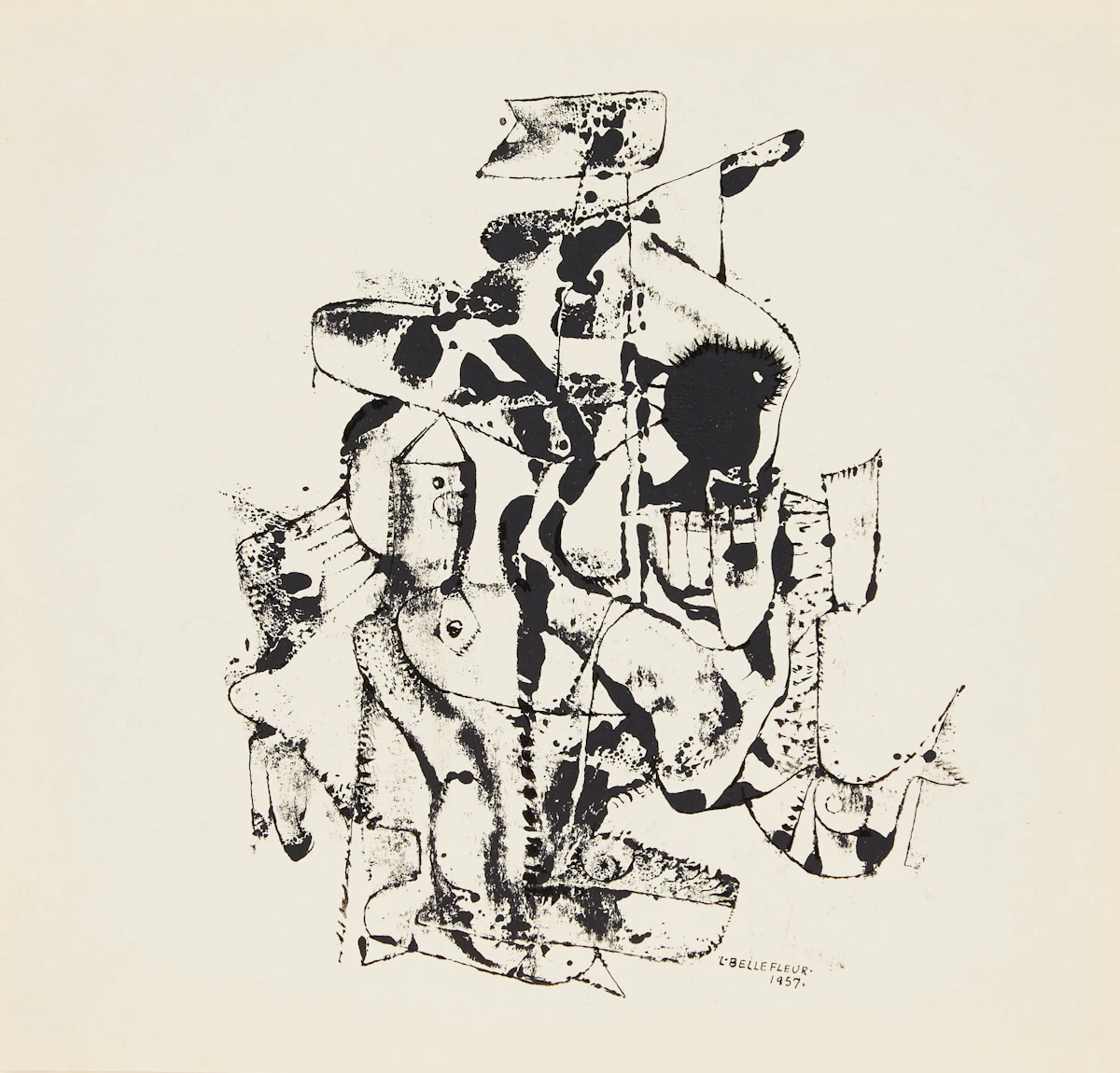 Léon Bellefleur, Abstraction, ink drawing