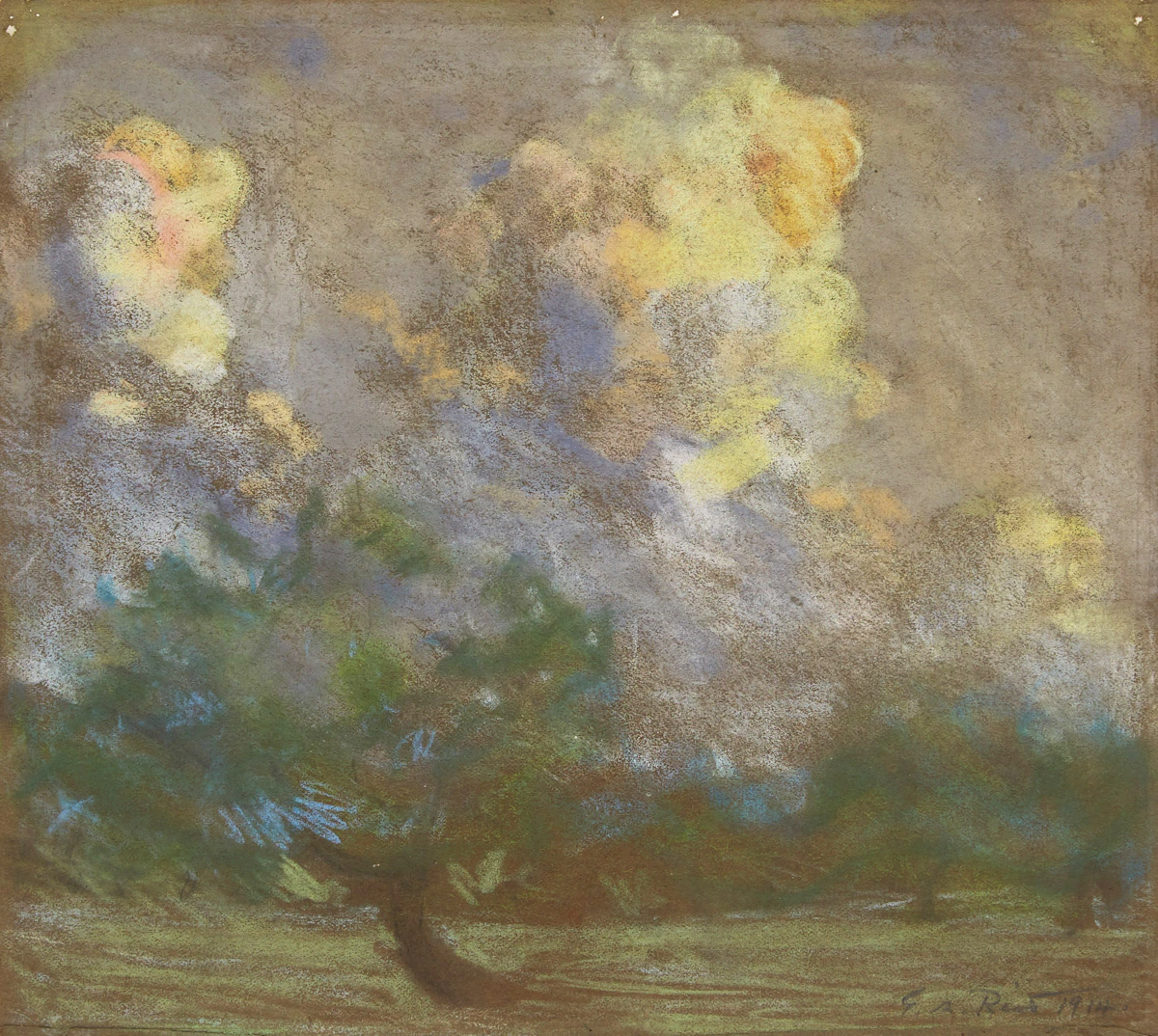 George Agnew Reid, Landscape with Clouds, pastel