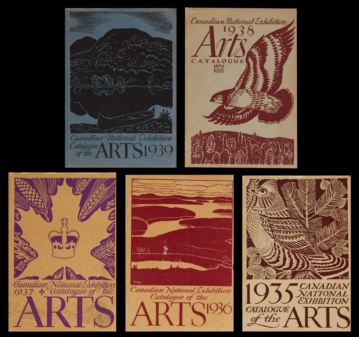 Books and Reference, Canadian National Exhibition Catalogue of the Arts, five catalogues