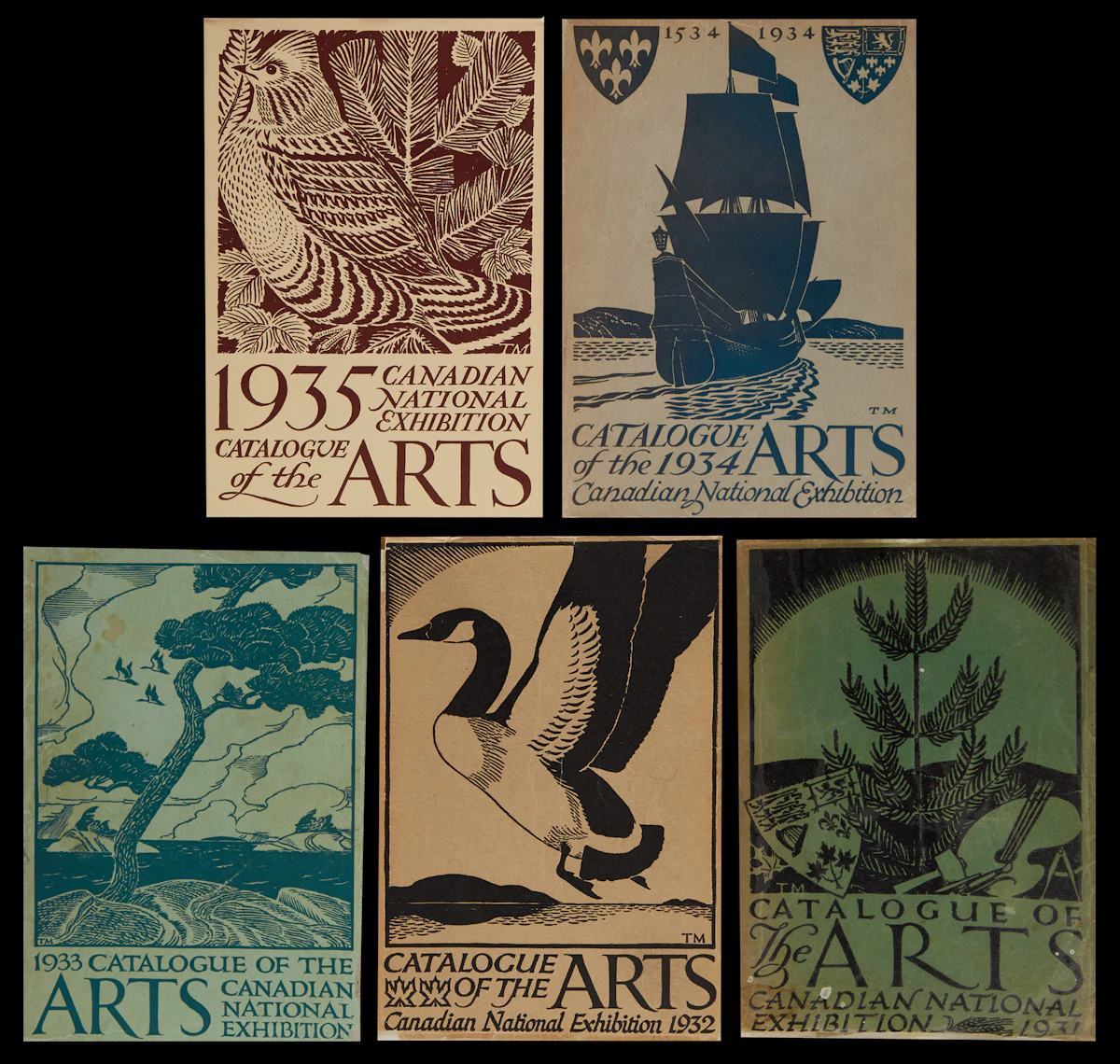 Books and Reference, Canadian National Exhibition Catalogue of the Arts, five catalogues