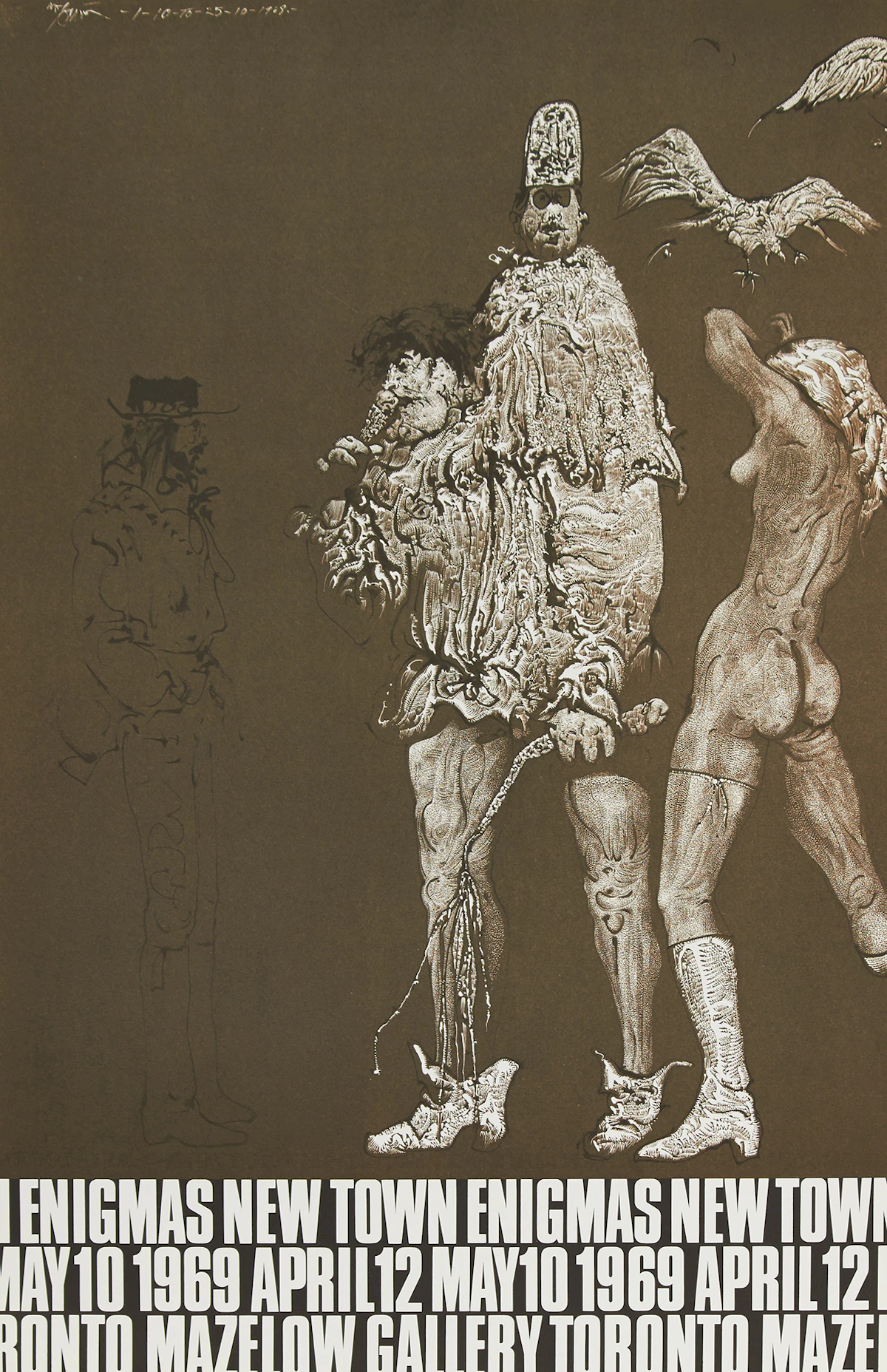 Harold Barling Town, New Town: Enigmas; Florence Vale: Recent Drawings & Collage, pair of posters