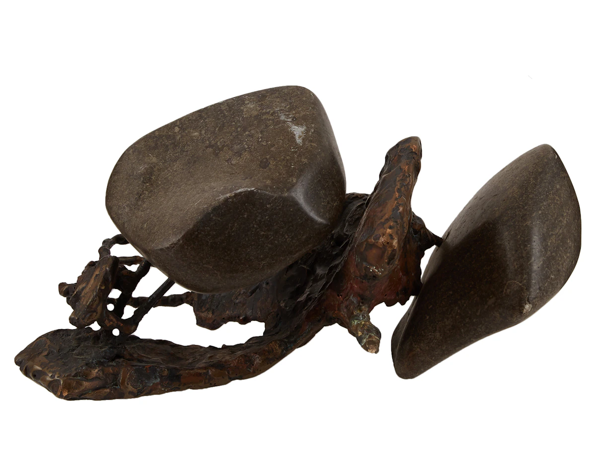 John Nesbitt, Untitled (Two Rock Formation), bronze and stone sculpture