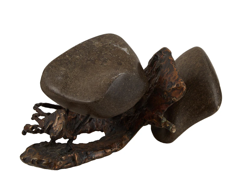 John Nesbitt, Untitled (Two Rock Formation), bronze and stone sculpture - view 3