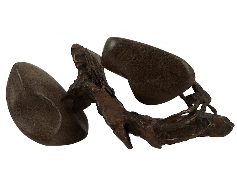 John Nesbitt, Untitled (Two Rock Formation), bronze and stone sculpture - view 4