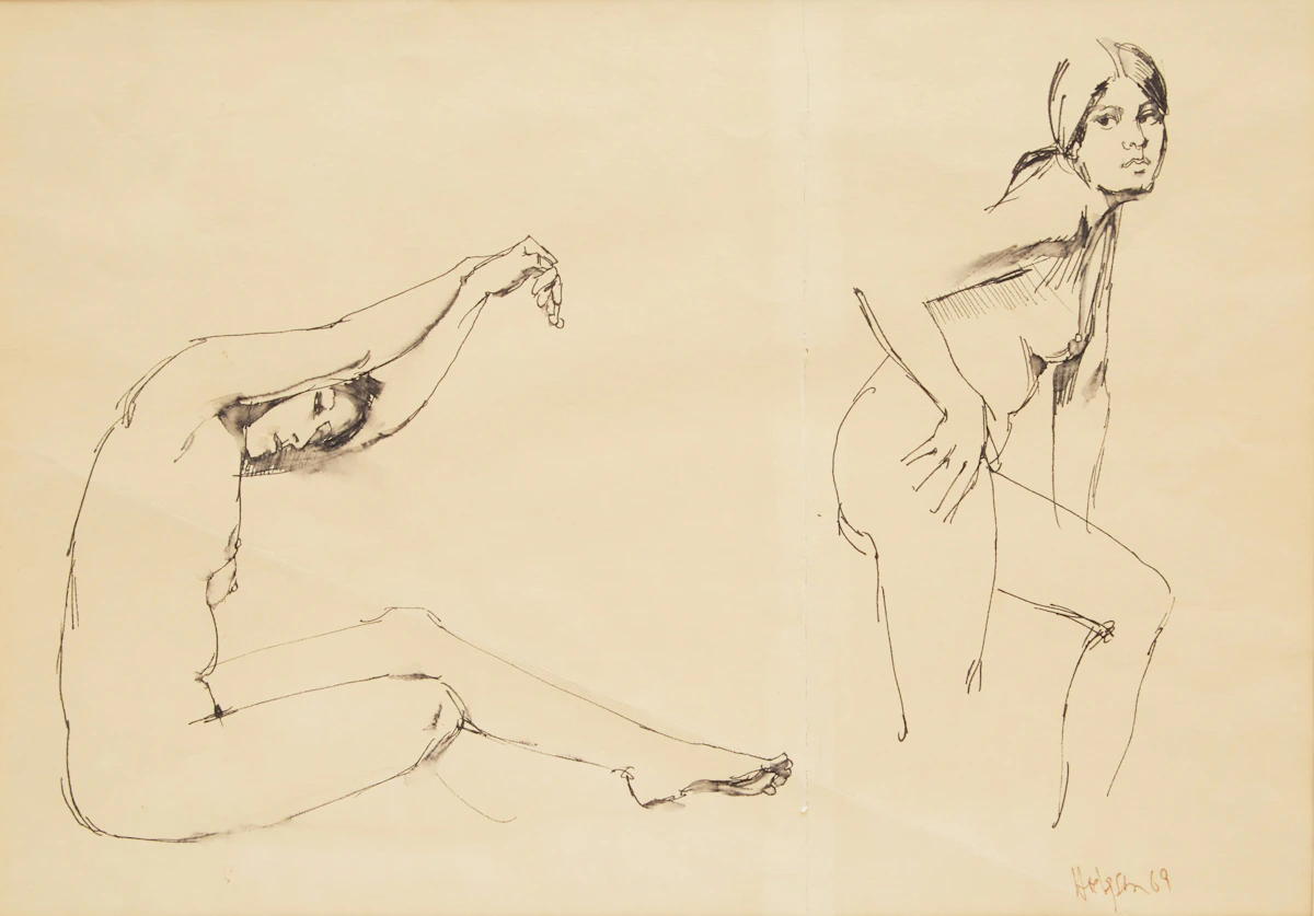 Thomas Sherlock Hodgson, Nude Studies, ink drawing, 1969