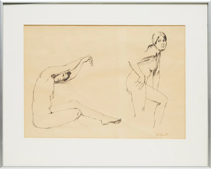 Thomas Sherlock Hodgson, Nude Studies, ink drawing, 1969 - view 2
