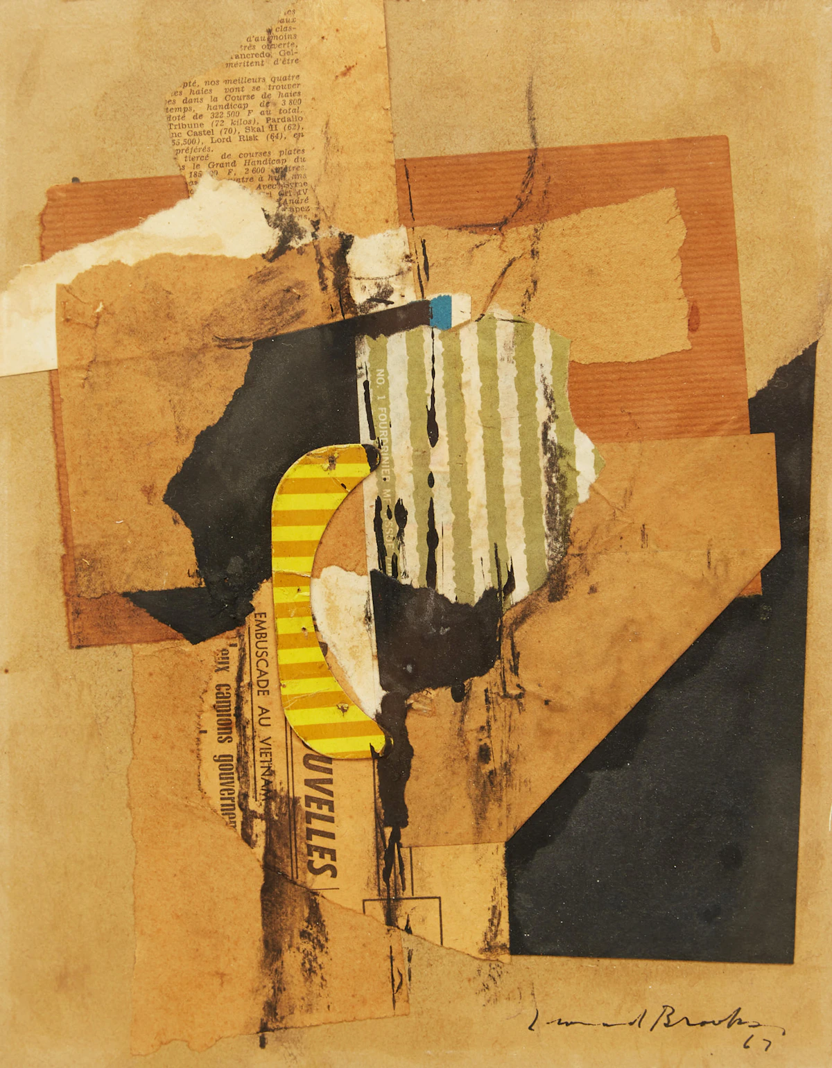 Frank Leonard Brooks, Abstraction, mixed media and collage on card, 1967