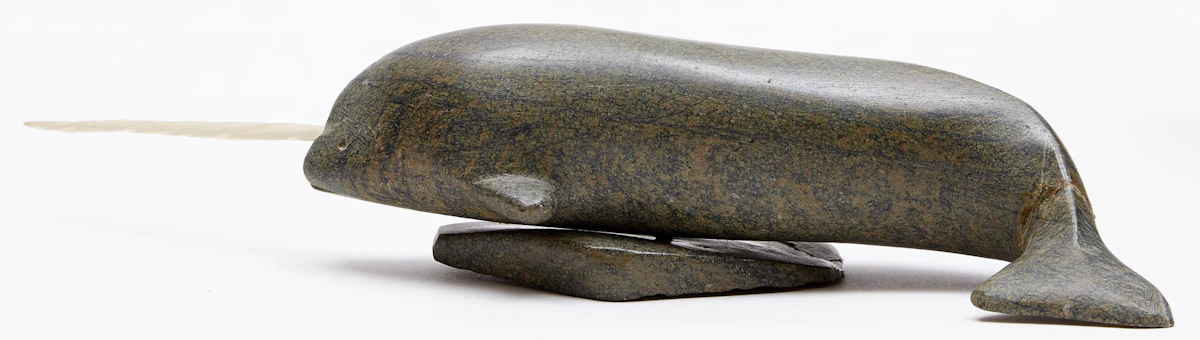 Unidentified Inuit Artist, Narwhal, stone; bone