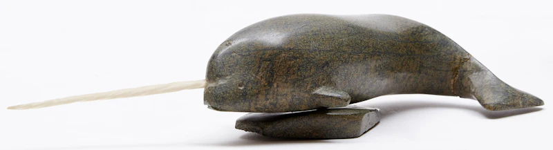 Unidentified Inuit Artist, Narwhal, stone; bone - view 2