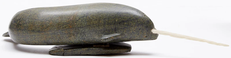 Unidentified Inuit Artist, Narwhal, stone; bone - view 4
