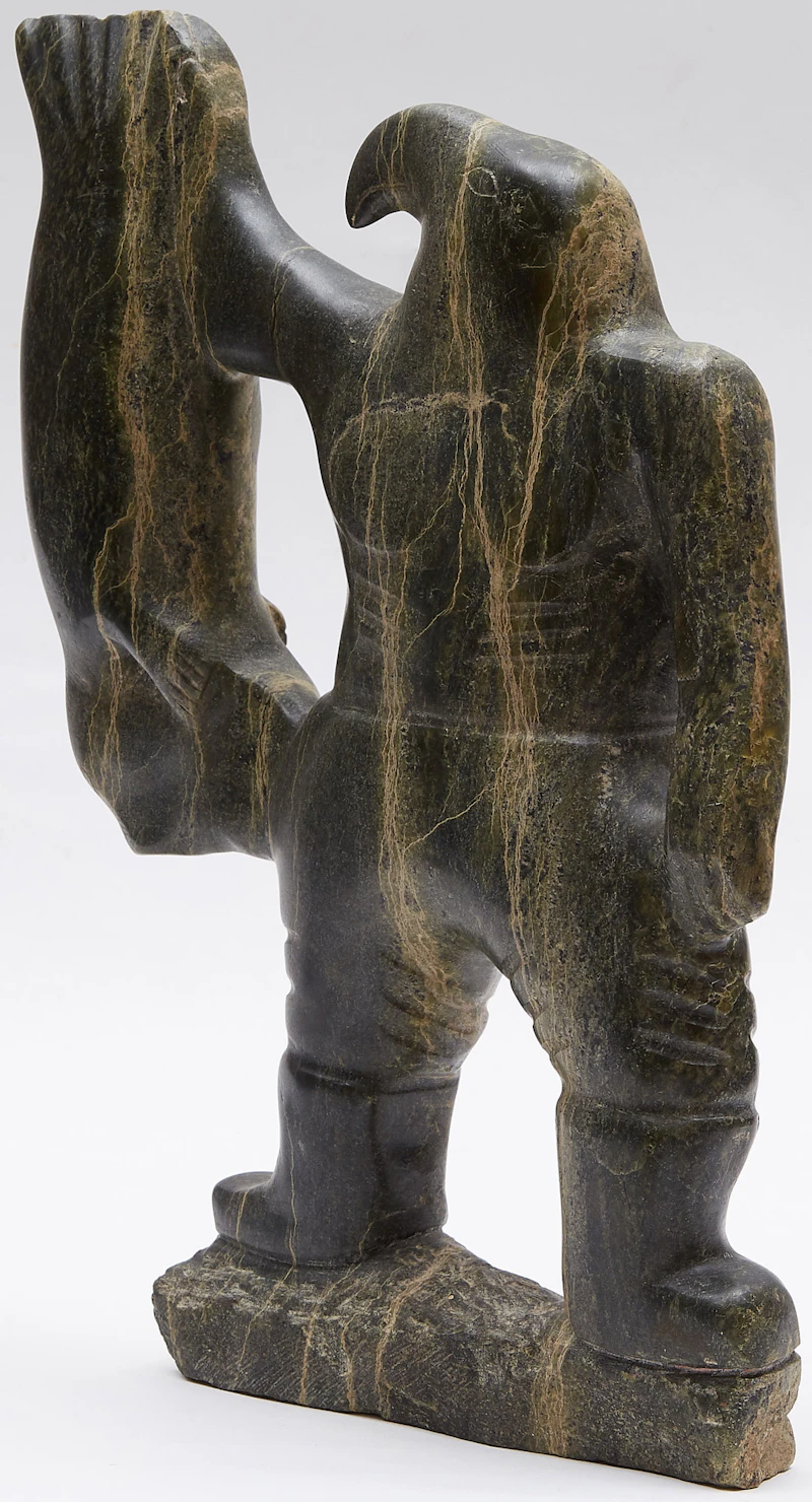 Qavavau Ashoona, Bird Transformation (Standing Bird with Pants On), stone sculpture - view 2