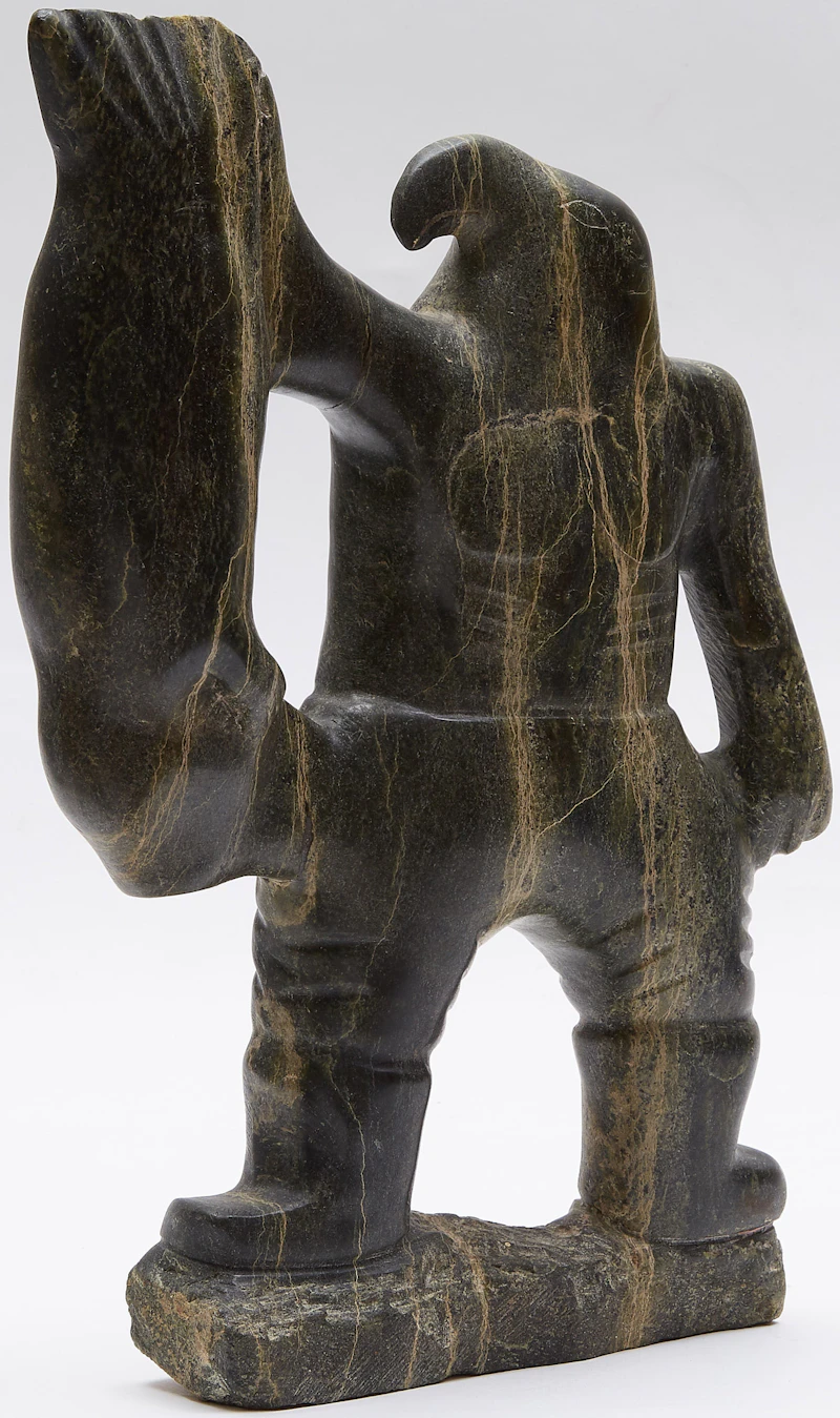 Qavavau Ashoona, Bird Transformation (Standing Bird with Pants On), stone sculpture - view 3