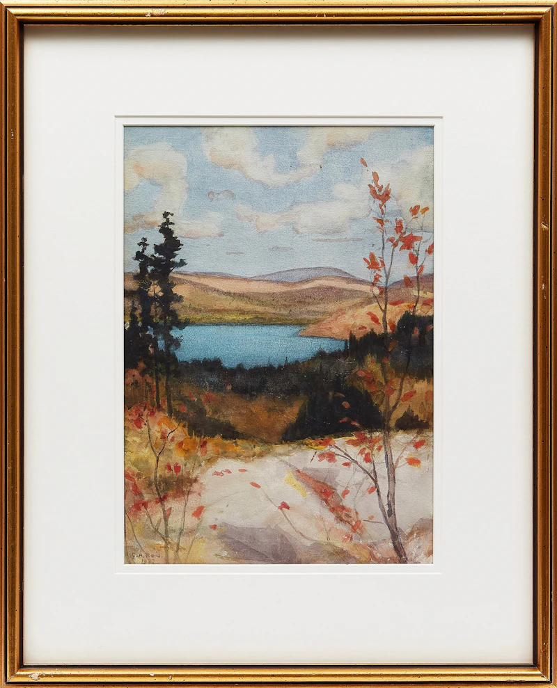 George Agnew Reid, Landscape with Lake, watercolour, 1937 - view 2