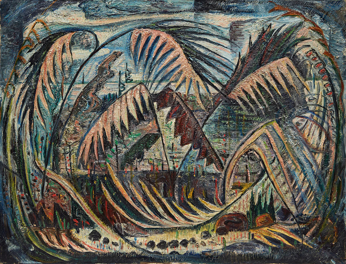 William John Bertram Newcombe, Tangled Foliage, oil on canvas