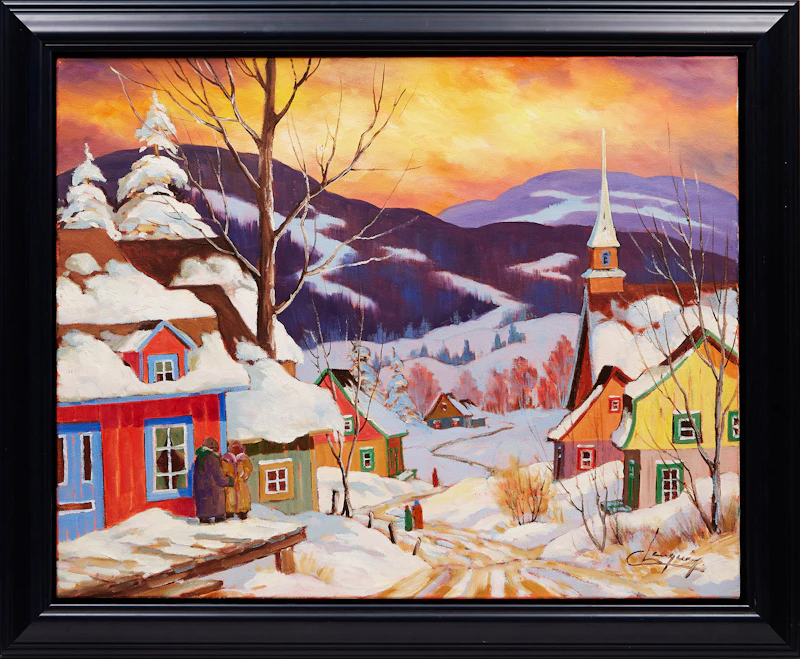 Claude Langevin, Village Charlevoix, oil on canvas - view 2